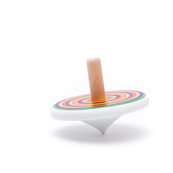 Vilkelis - Spalvoti Ratai | Spinning Top - Colored Circles Medinis besisukantis vilkelis yra klasikinis žaislas pagamintas iš natūralios medienos — žavi savo paprastumu ir...