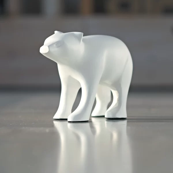 Statue Bear Metal Matt White