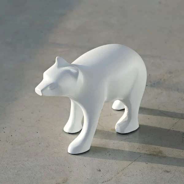 Statue Bear Metal Matt White Statue Bear Metal Matt White