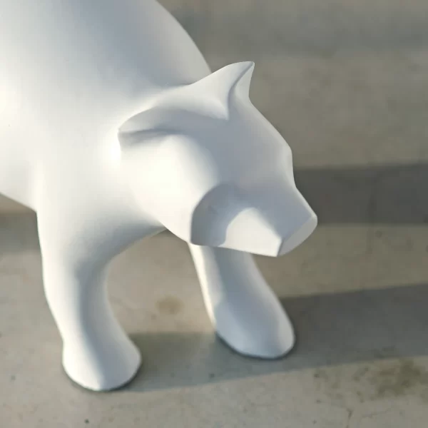 Statue Bear Metal Matt White Statue Bear Metal Matt White