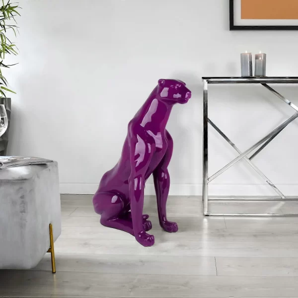 Sėdinčios Panteros Polirezino Skulptūra | Sitting Panther Resin Sculpture Pop Art skulptūra iš patvarios skulptūrinės polidervos.