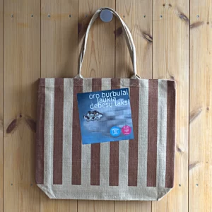 Krepšys „Oro Burbulai Laukia Debesų Taksi” - Džiutas | Bag "Air Bubbles Are Waiting for a Claude Taxi" - Jute