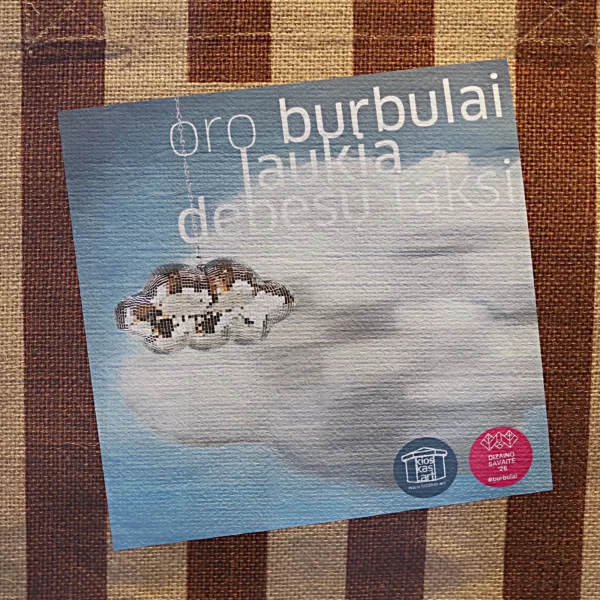 Krepšys „Oro Burbulai Laukka Debesų Taksi” - Džiutas | Bag "Air Bubbles Field Cloud Taxi" - Jute Erdvus džiutinis krepšys skirtas Dizaino savaitei 2026.