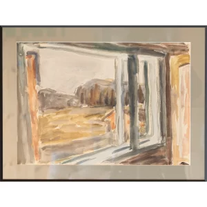 Leonids Āriņš “View from the Window”, 1946 — akvarelė ant popieriaus, 29x46 cm, originalas (aliuminis juodas rėmas, stiklas)...