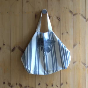 Pliažo krepšys „Ilsiuosi ir kvėpuoju”, mėlynas Oeko-Tex® Medvilnė | Shopping Bag “Relaxing abd breathing”, Cotton Oeko-Tex®