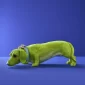 Dachshund Decorative Figure with Collar, Green
