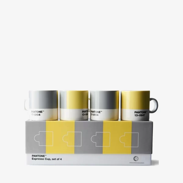 Espresso puodelių rinkinys Ultimate Gray and Illuminating Yellow | PANTONE Espresso Cup 4 Pcs. Gift Box Espresso porceliano puodeliai /12 cl.