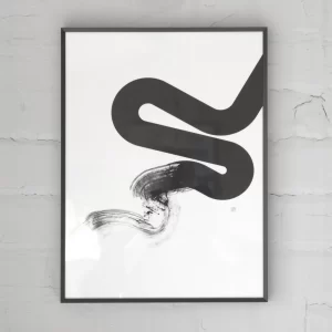 River Brushstroke Art Print - Japanese Ink Calligraphy