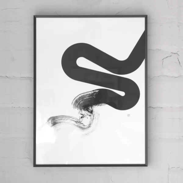 River Brushstroke Art Print - Japanese Ink Calligraphy River Brushstroke Art Print - Japanese Ink Calligraphy