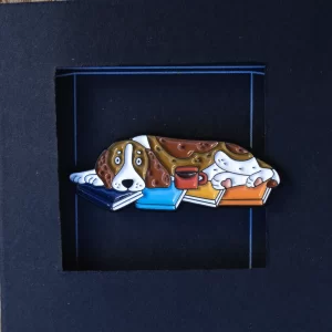 Pin Ženkliukas „Šuo” | Enamel Pin The Dog - Biglis. Kava ir knygos