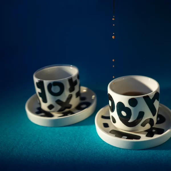 Espresso Tokijas - Vulcano Juodos Spalvos Komplekt | Espresso Tokyo - Volcano Black Set of 2 - 4 Pieces TOKYO Rankomis tapytus, grafiško dizaino indus papildo speciali kolekcija.