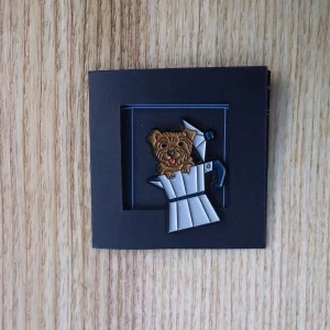 Pin Ženkliukas „Šuo” | Enamel Pin The Dog - Kernterjeras. Su moka kavinuku