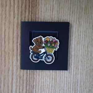 Pin Ženkliukas „Šuo” | Enamel Pin The Dog - Kernterjeras. Ant dviračio